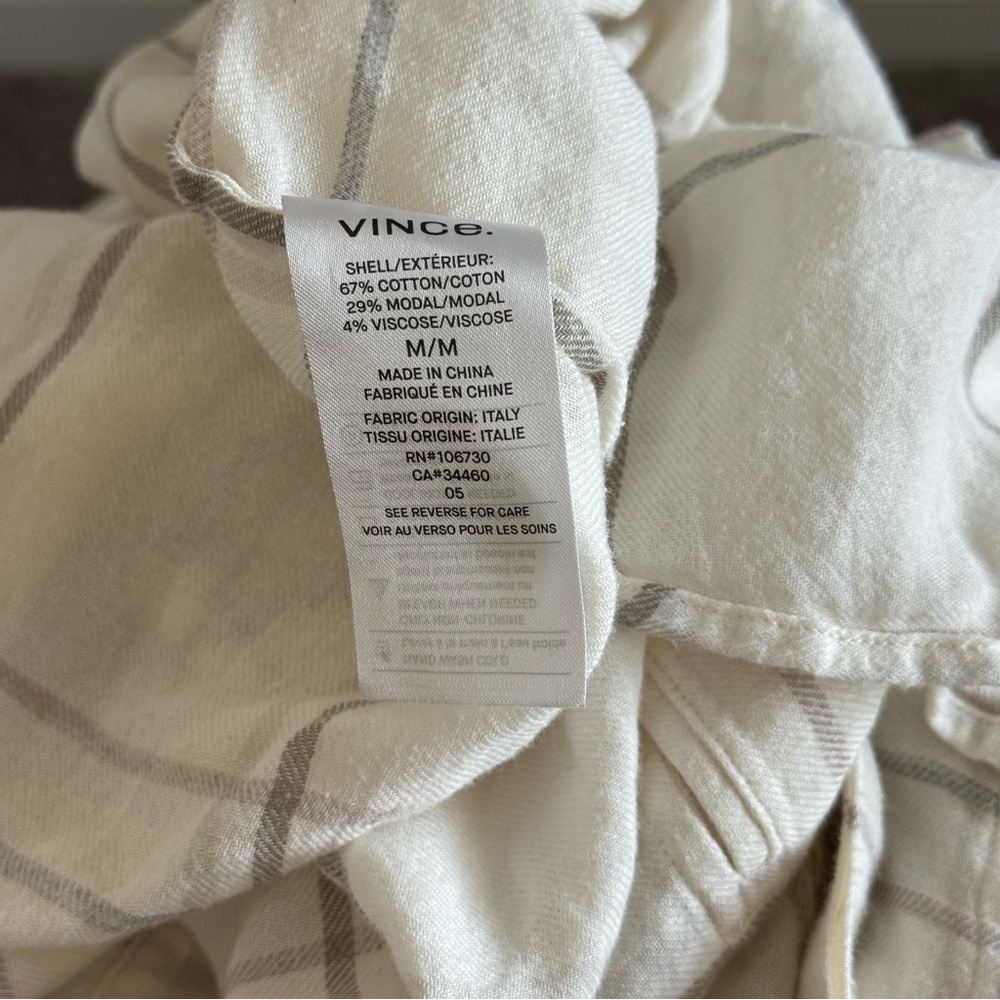 Vince Cotton Women’s Modal Plaid Shirt – White  Size M - Picture 4 of 10